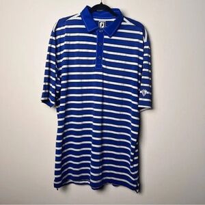 FootJoy Men's Polo with Blue Black White Stripes Country Club logo XL